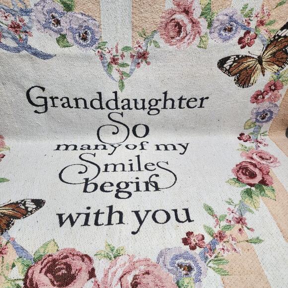 Floral "Granddaughter So Many of My Smiles Begin with You" Fringe Throw Blanket - Picture 2 of 5